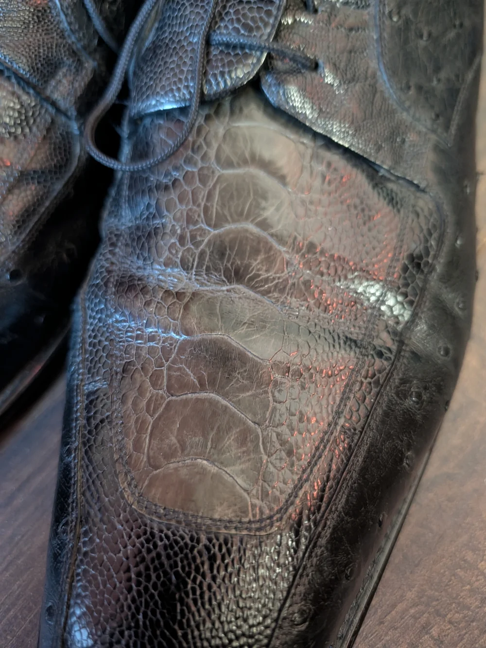 MEZLAN PLATINUM Ostrich & Alligator Exotic Leather Square Toe Derby Shoes Spain